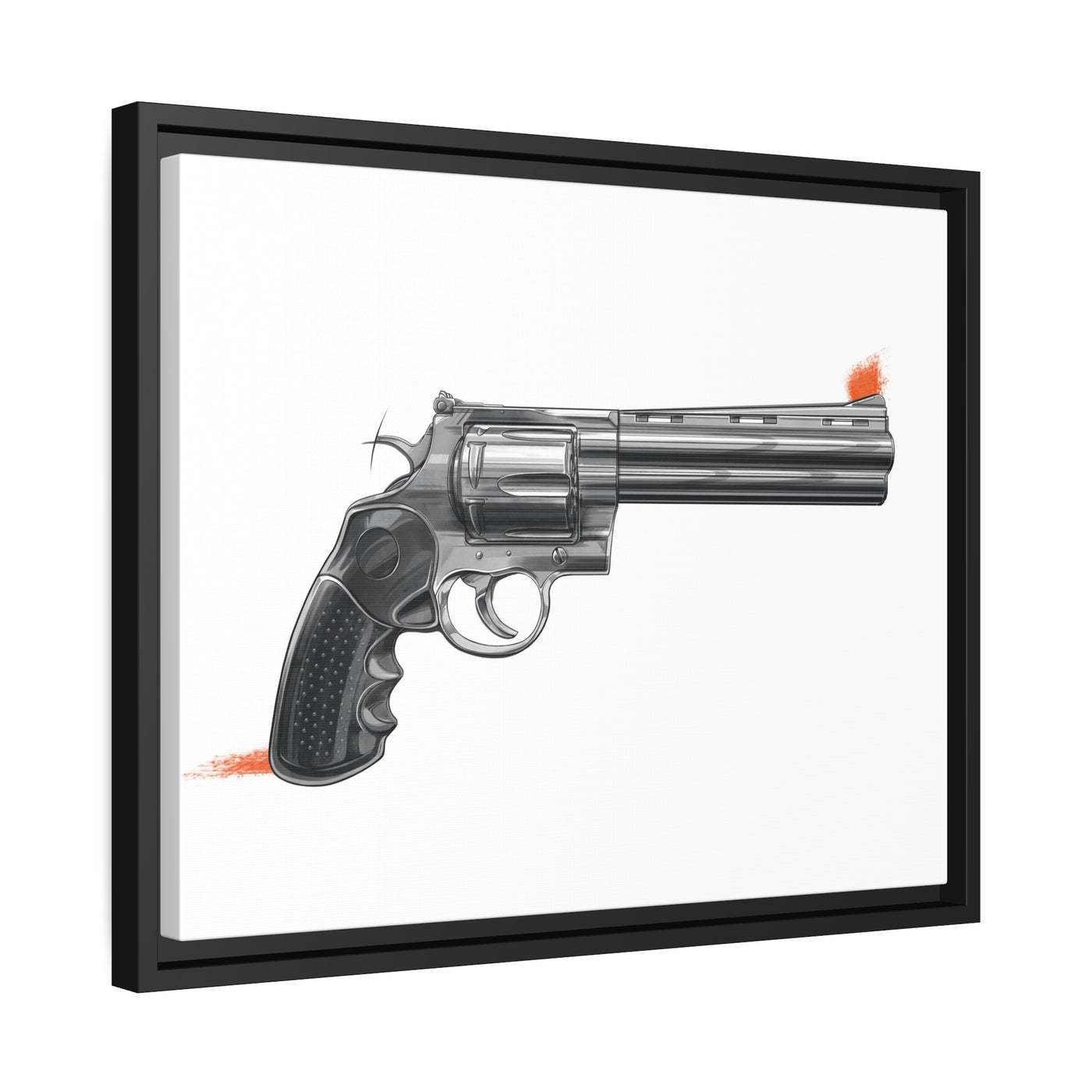 Stainless .44 Mag Revolver Painting - Just The Piece - Black Framed Wrapped Canvas - Value Collection