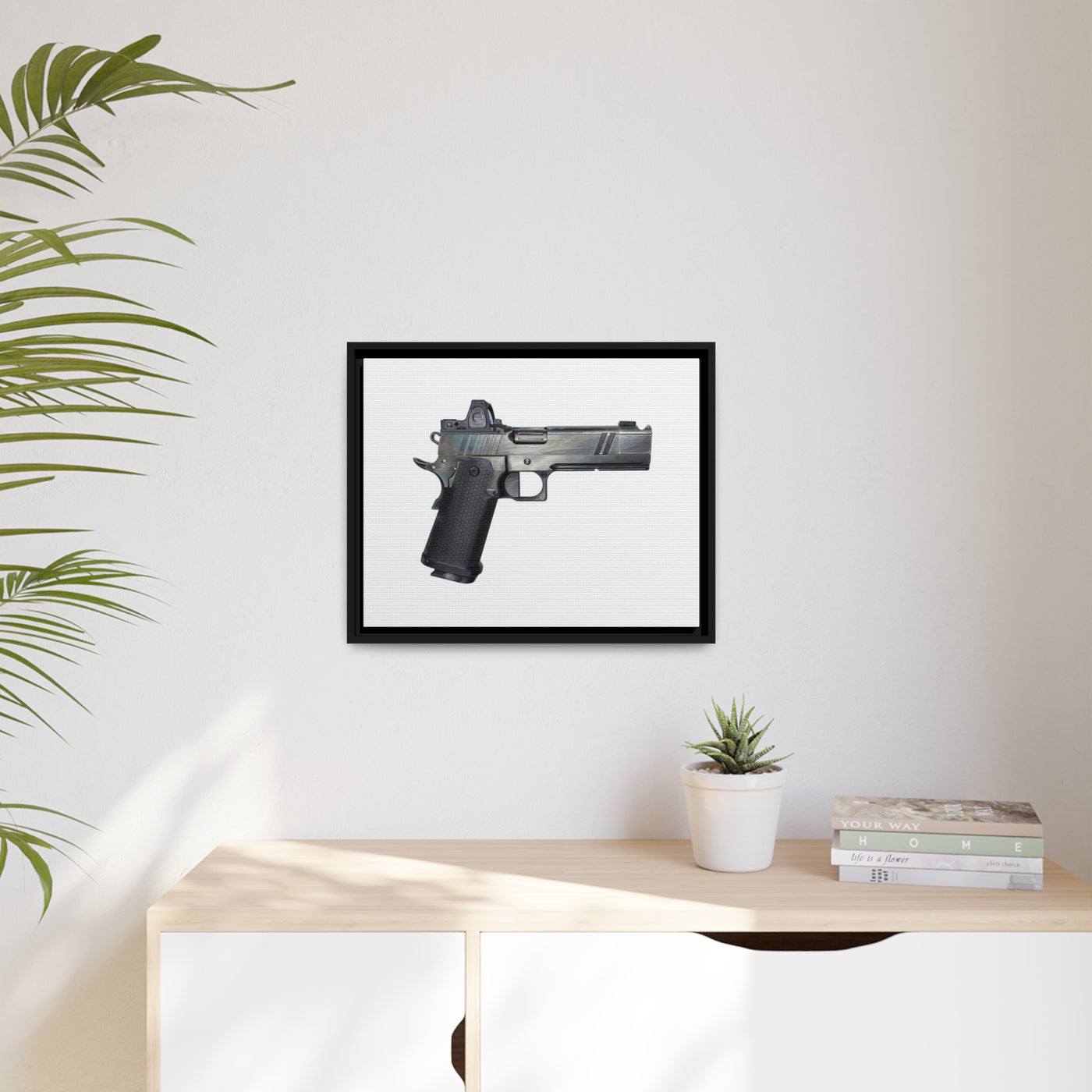 2011 Bravo - Pistol Painting - Just The Piece - Black Framed Wrapped Canvas - Value Collection