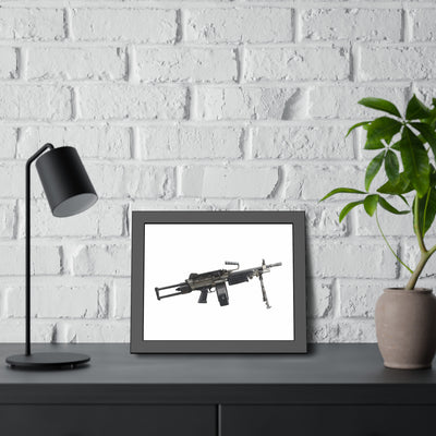 Belt-Fed 5.56x45mm Light Machine Gun Painting - Just The Piece - Black Frame - Value Collection