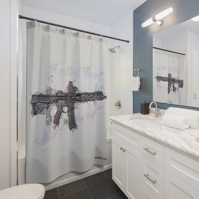 Defending Freedom - Connecticut - AR-15 State Shower Curtains - White State