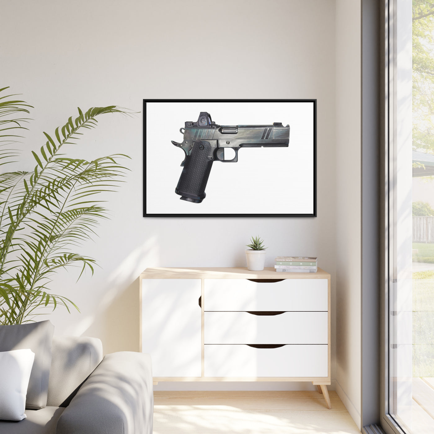 2011 Bravo - Pistol Painting - Just The Piece - Black Framed Wrapped Canvas - Value Collection