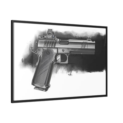 2011 Black & White Pistol Painting - Black Framed Wrapped Canvas - Value Collection