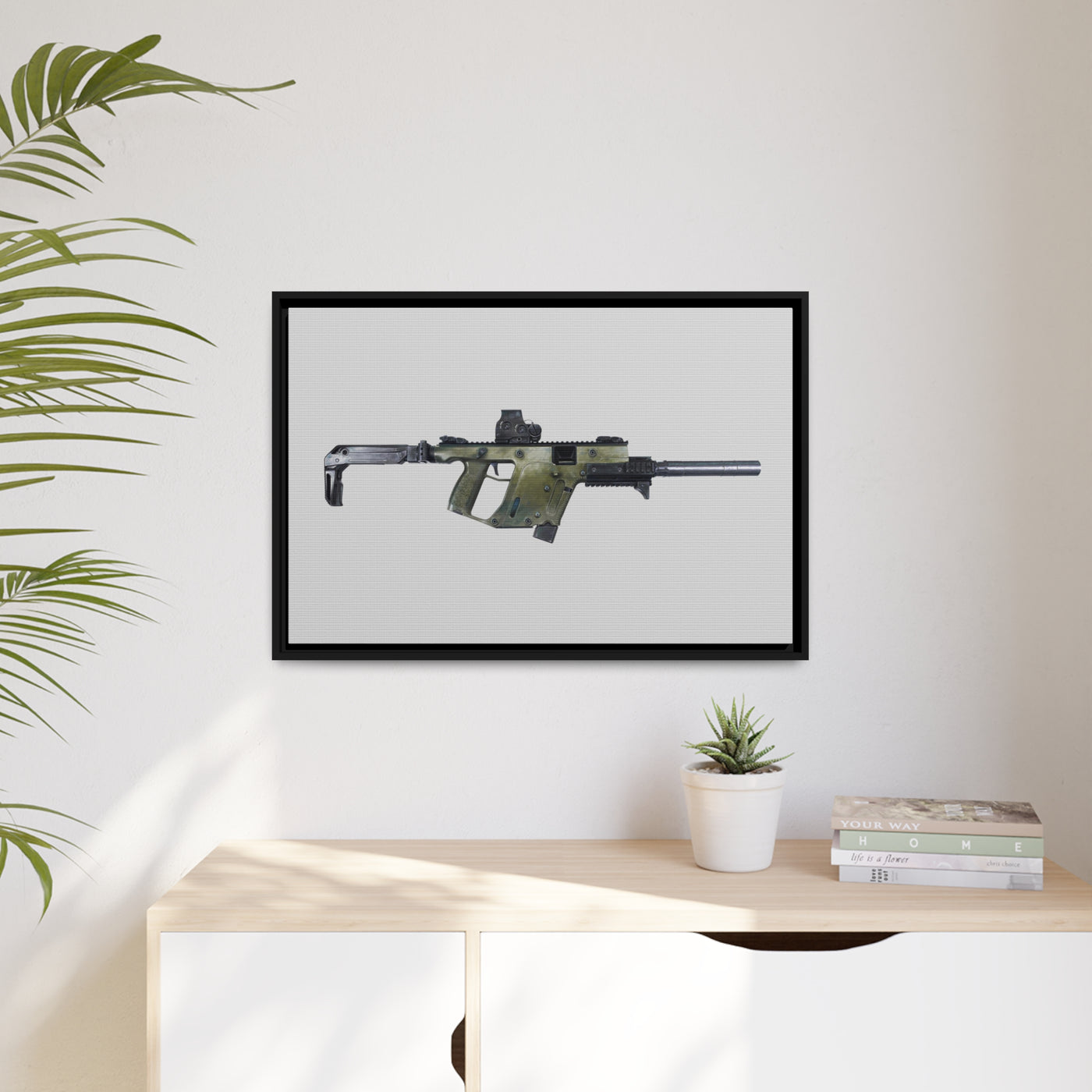 The Vindicator - Suppressed SMG Painting - Just The Piece - Black Framed Wrapped Canvas - Value Collection