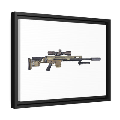 Socom Sniper Rifle Painting - Just The Piece - Black Framed Wrapped Canvas - Value Collection