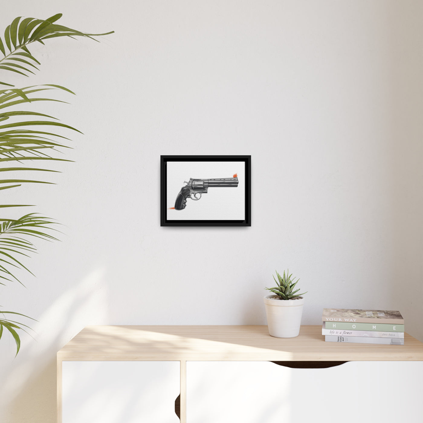 Stainless .44 Mag Revolver Painting - Just The Piece - Black Framed Wrapped Canvas - Value Collection