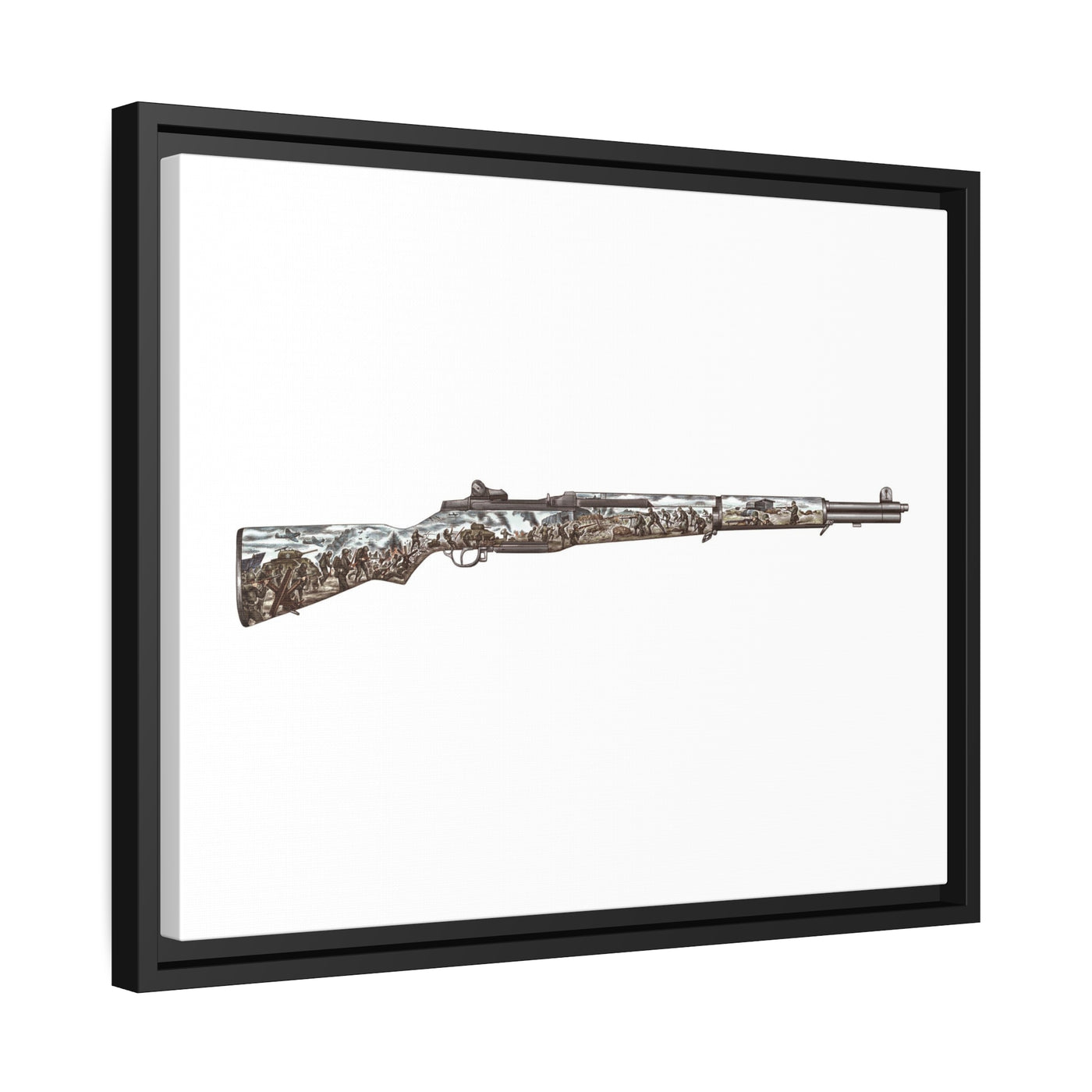 Honoring The Brave / M1 Garand / World War II D-Day Painting - Colored - Black Framed Wrapped Canvas - Value Collection