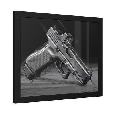 The Last Resort - OG Grey Poly Pistol Painting - Black Frame -Value Collection