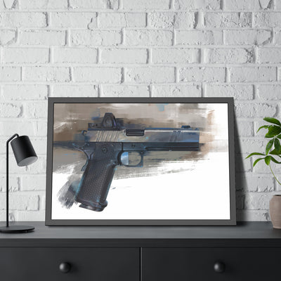 2011 Charlie - Pistol Painting - Brown Background - Black Frame - Value Collection