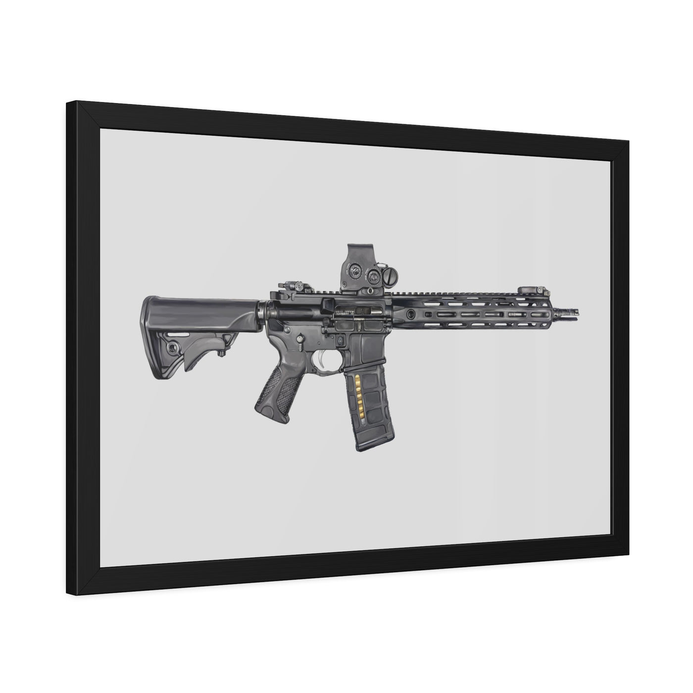 Defending Freedom - AR-15 State Painting - Just The Piece - Black Frame - Value Collection