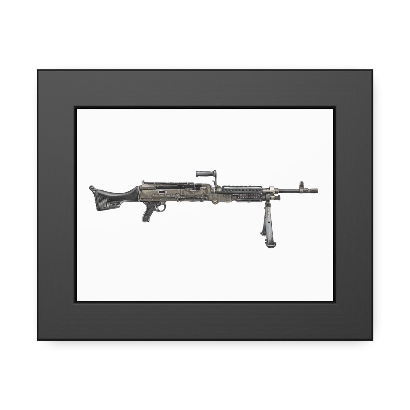 M240B - Belt Fed 7.62x51 Machine Gun - Just The Piece - White Background - Black Frame - Value Collection