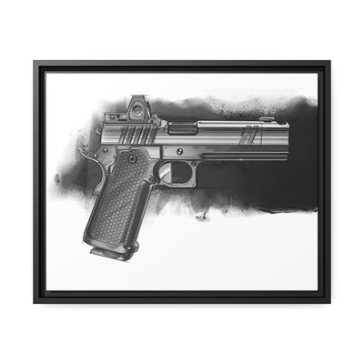 2011 Black & White Pistol Painting - Black Framed Wrapped Canvas - Value Collection