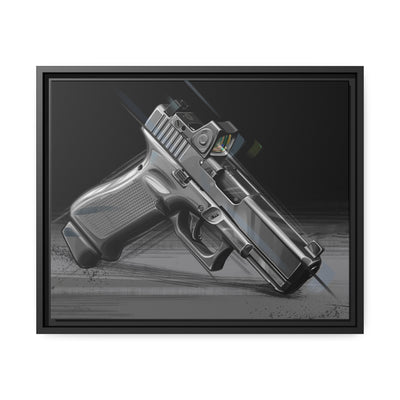 The Last Resort - OG Grey Poly Pistol Painting - Black Framed Wrapped Canvas - Value Collection