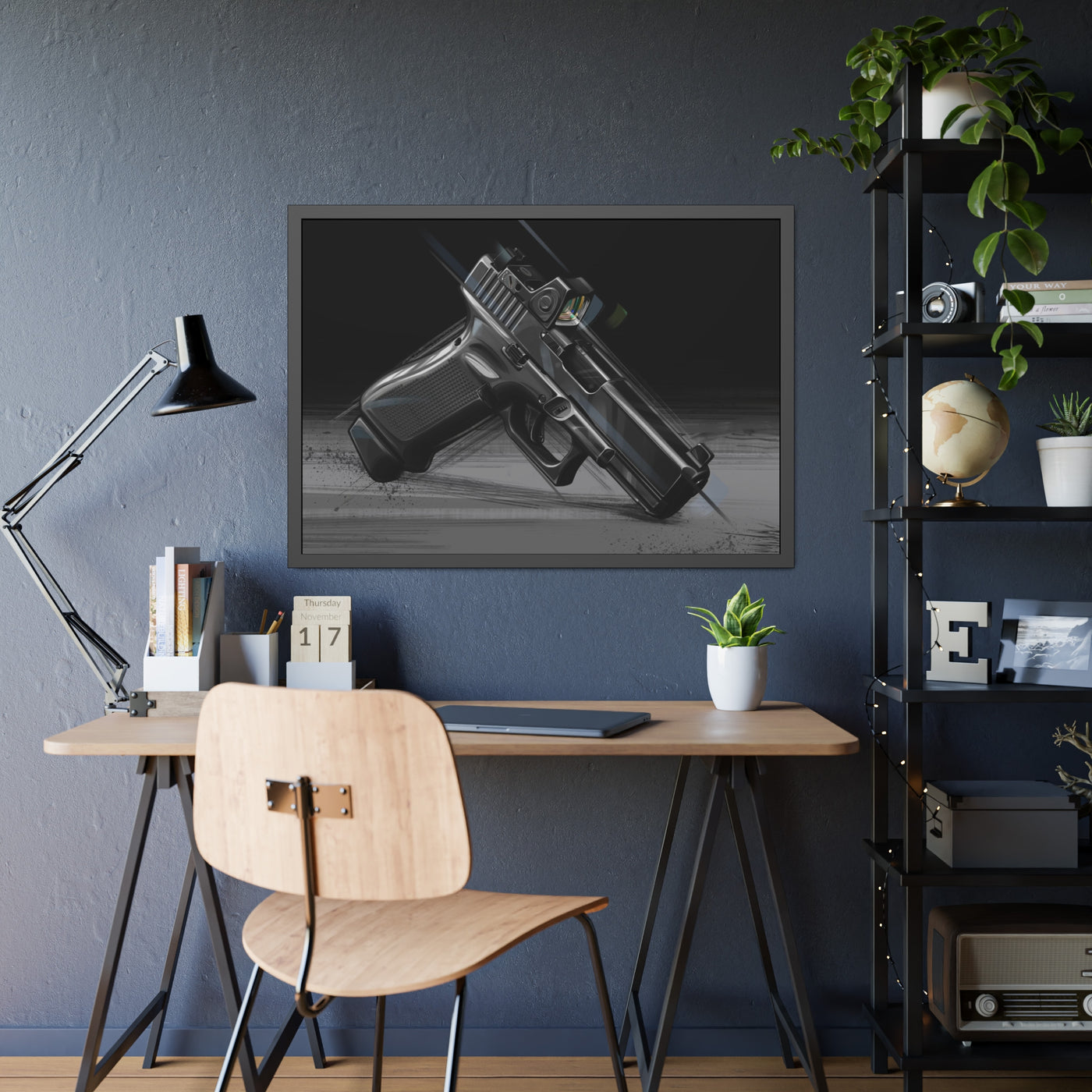 The Last Resort - OG Black Poly Pistol Painting - Black Frame - Value Collection