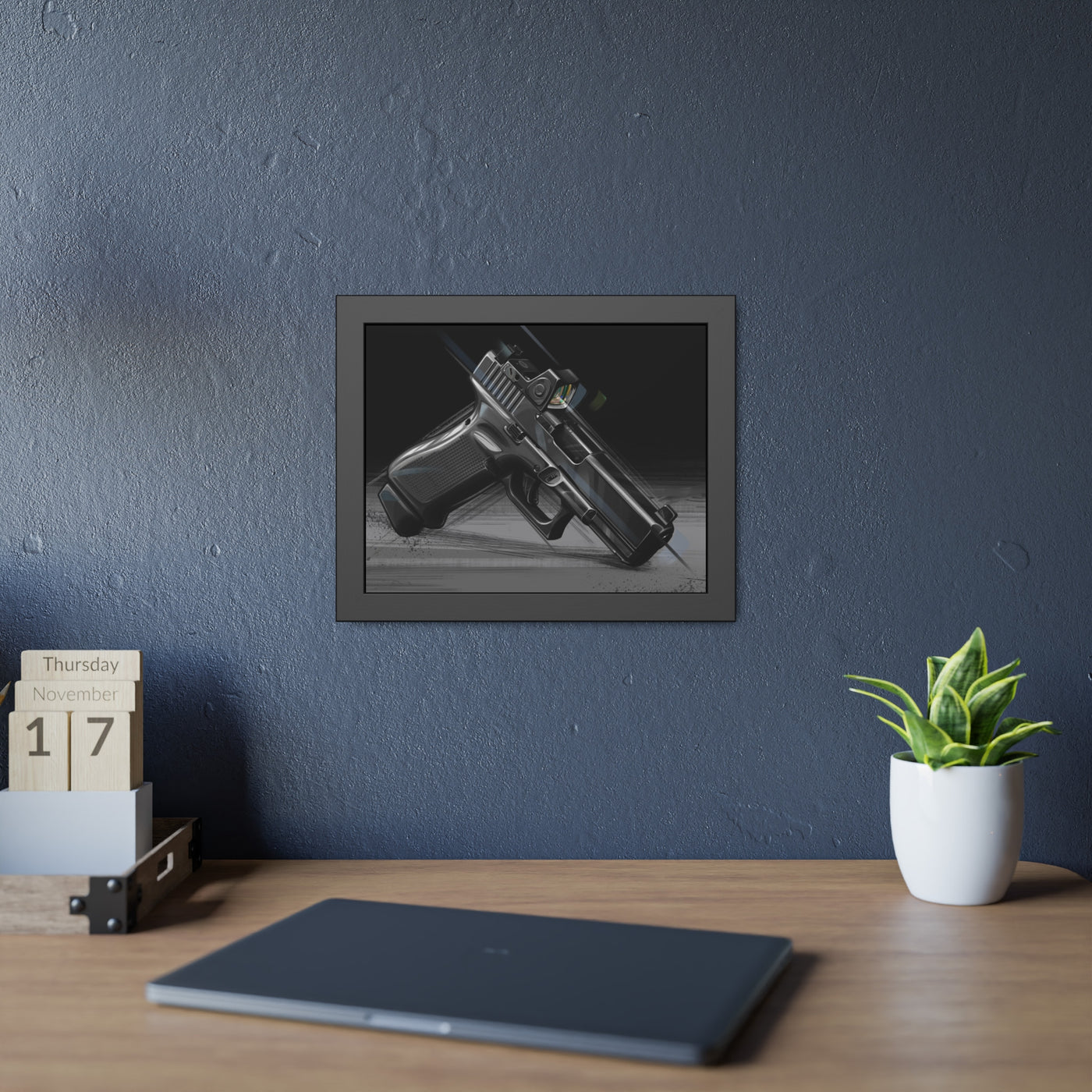 The Last Resort - OG Black Poly Pistol Painting - Black Frame - Value Collection