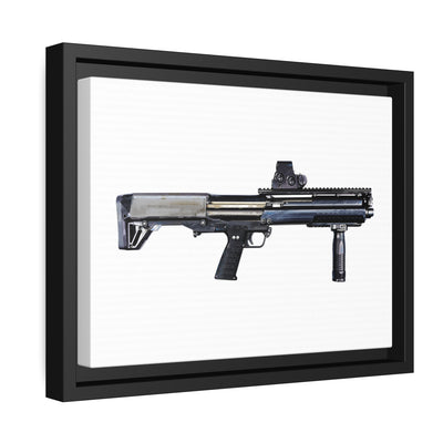 Tactical Bullpup Shotgun Painting - Just The Piece - Black Framed Wrapped Canvas - Value Collection