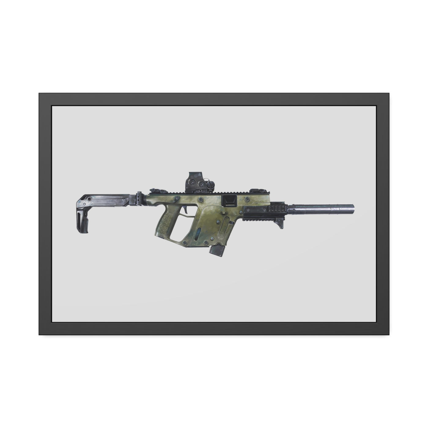 The Vindicator - Suppressed SMG Painting - Just The Piece - Black Frame - Value Collection