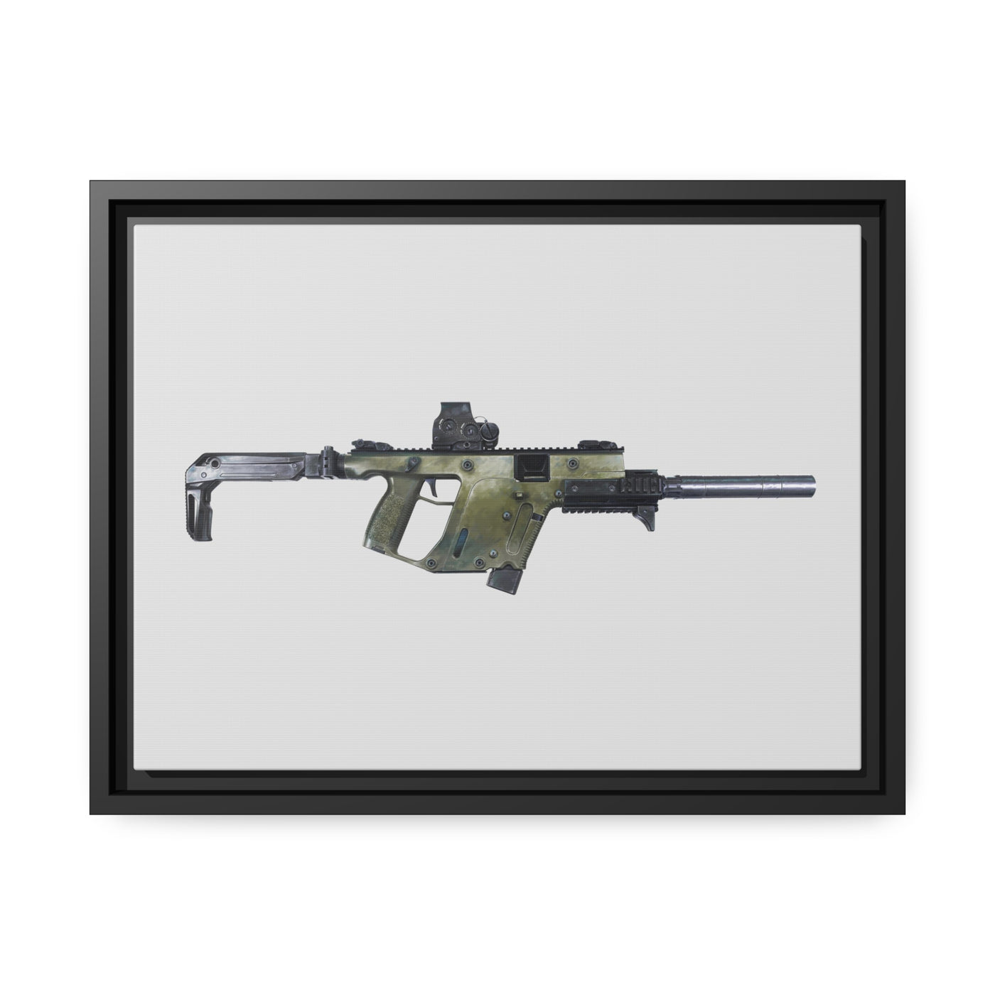 The Vindicator - Suppressed SMG Painting - Just The Piece - Black Framed Wrapped Canvas - Value Collection