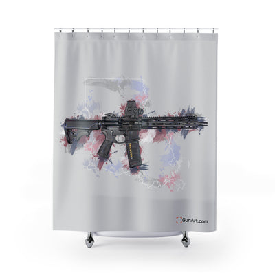 Defending Freedom - Louisiana - AR-15 State Shower Curtains - White State