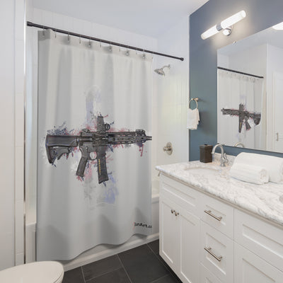Defending Freedom - Delaware - AR-15 State Shower Curtains - White State