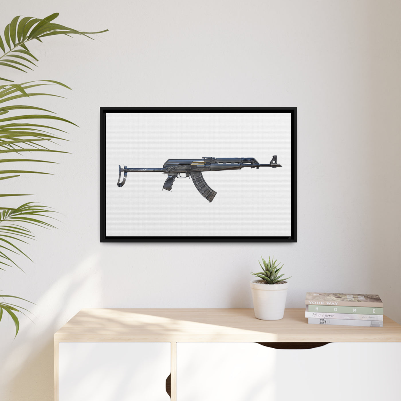 The Paratrooper AK-47 Painting - Just The Piece - Black Framed Wrapped Canvas - Value Collection