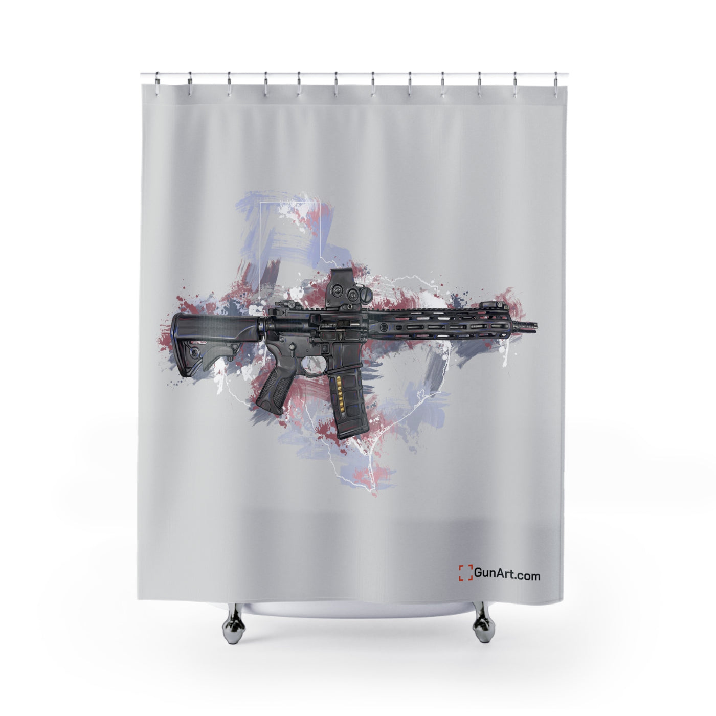 Defending Freedom - Texas - AR-15 State Shower Curtains - White State