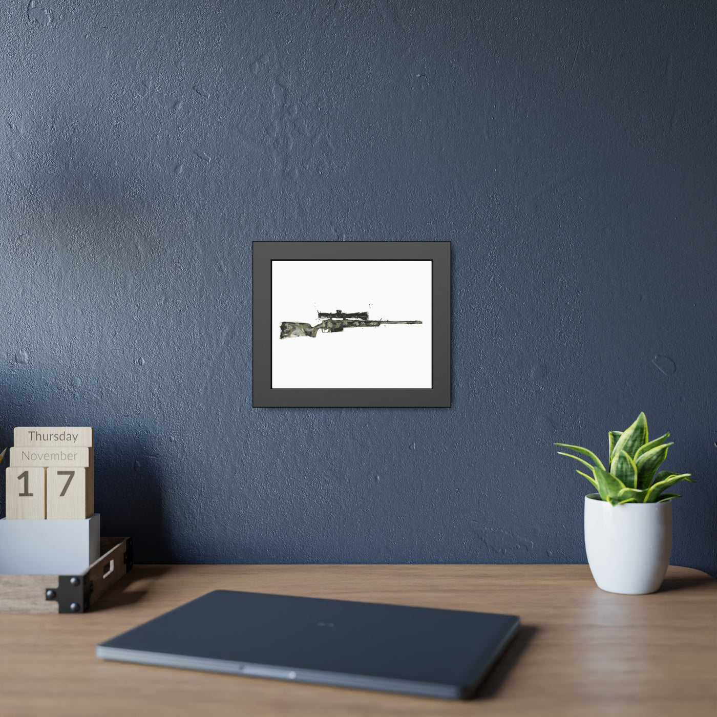 The Harvester - Long Range Hunting Rifle Painting - Just The Piece - Black Frame - Value Collection