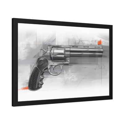 Stainless .44 Mag Revolver Painting - Black Frame - Value Collection