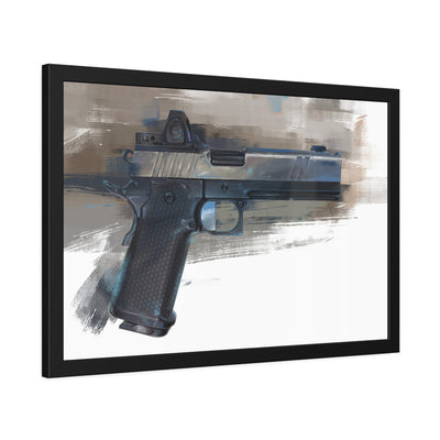 2011 Charlie - Pistol Painting - Brown Background - Black Frame - Value Collection