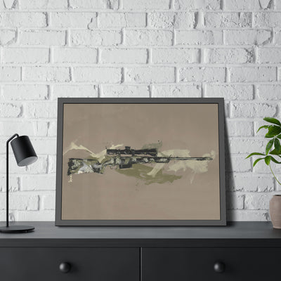 The Harvester - Long Range Hunting Rifle Painting (Minimal) - Black Frame - Value Collection