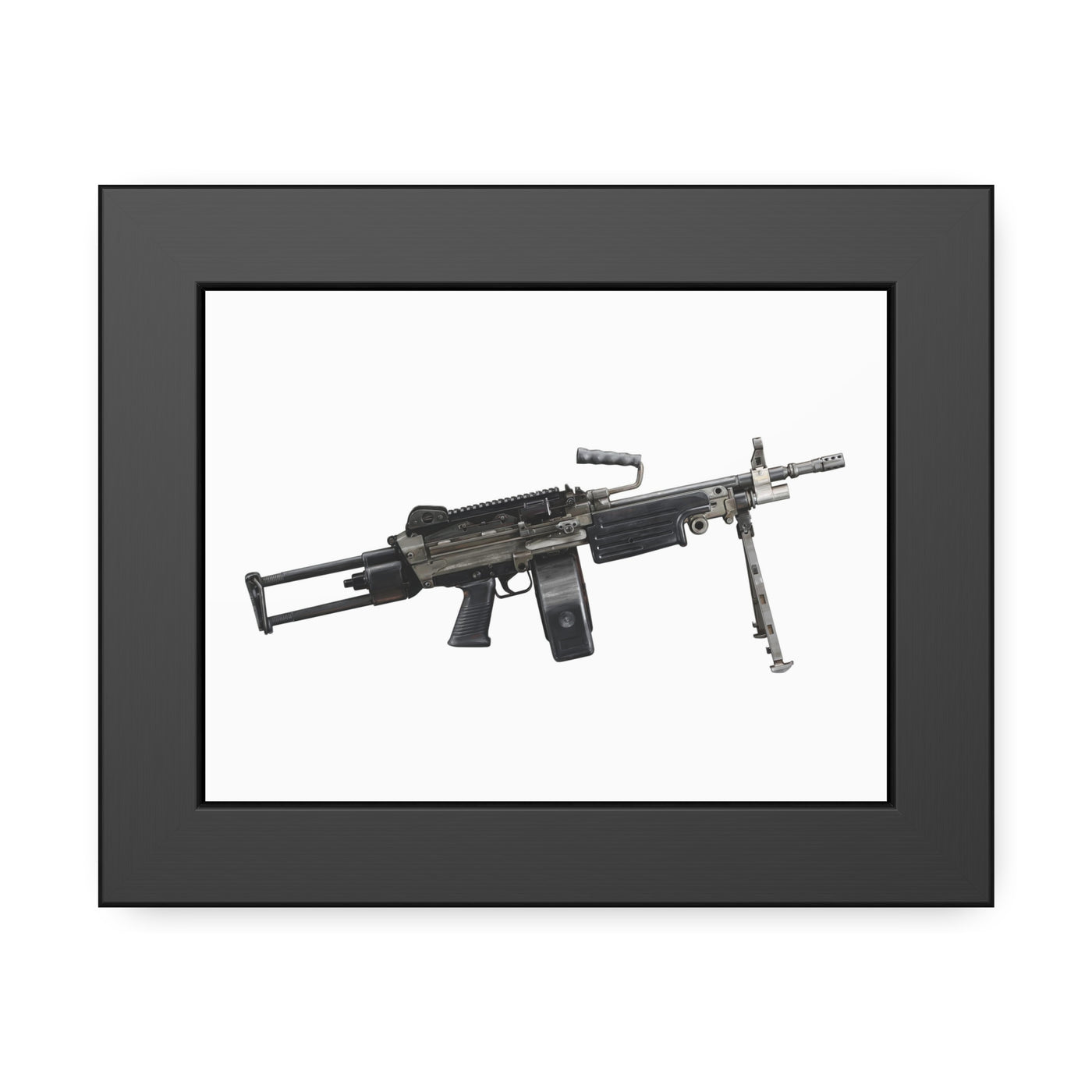 Belt-Fed 5.56x45mm Light Machine Gun Painting - Just The Piece - Black Frame - Value Collection