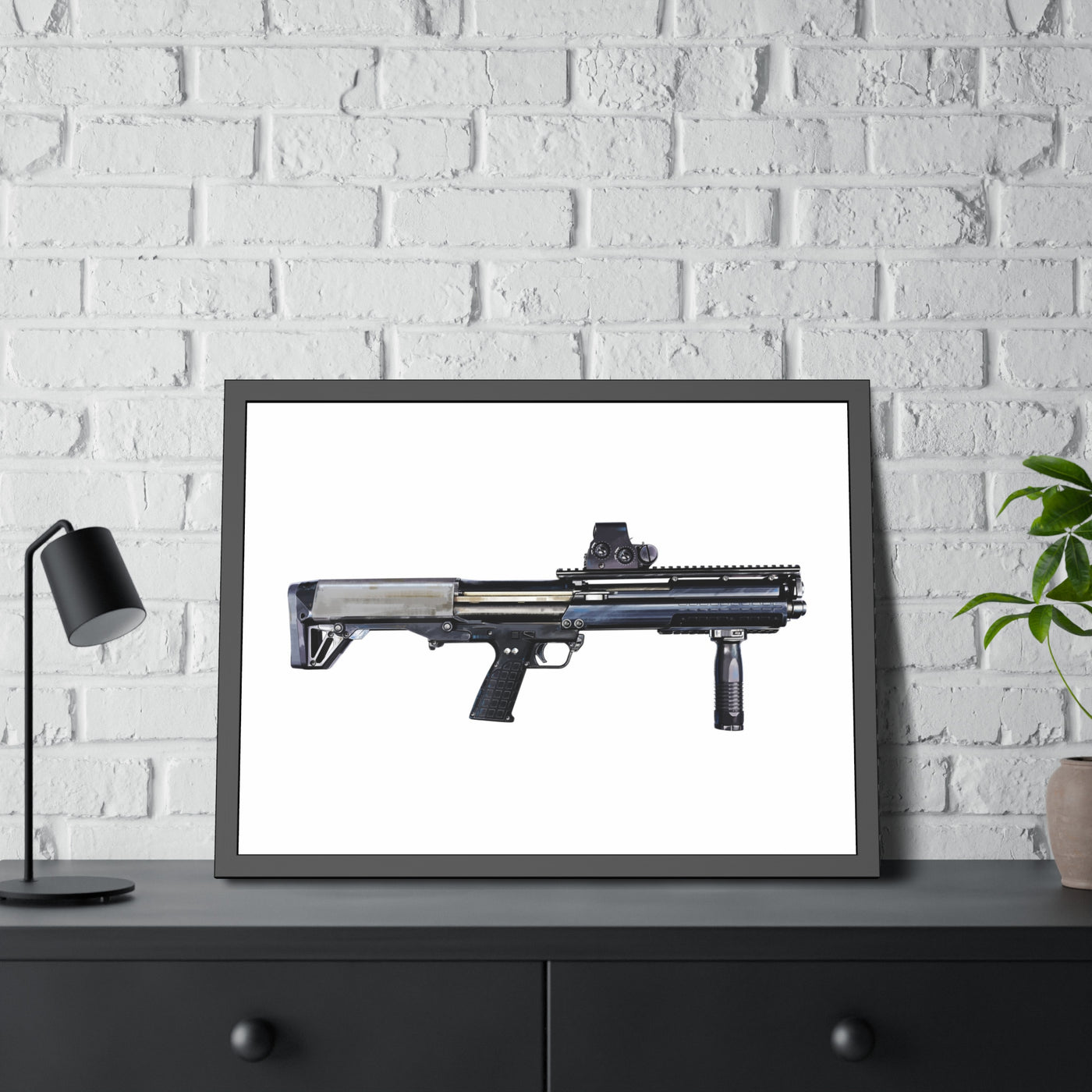 Tactical Bullpup Shotgun Painting - Just The Piece - Black Frame - Value Collection