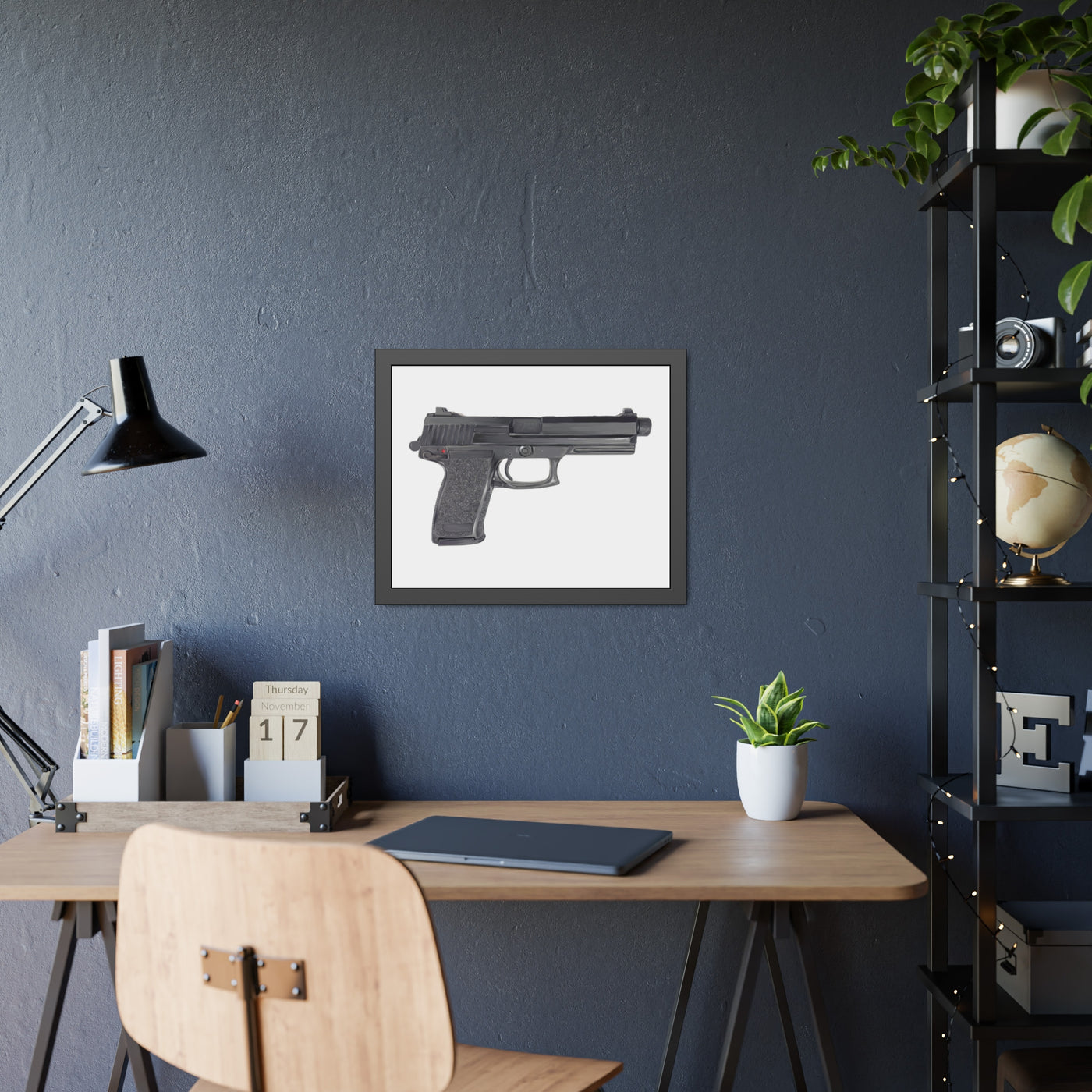 Tactical .45 ACP Poly Pistol Painting - Just The Piece - Black Frame - Value Collection