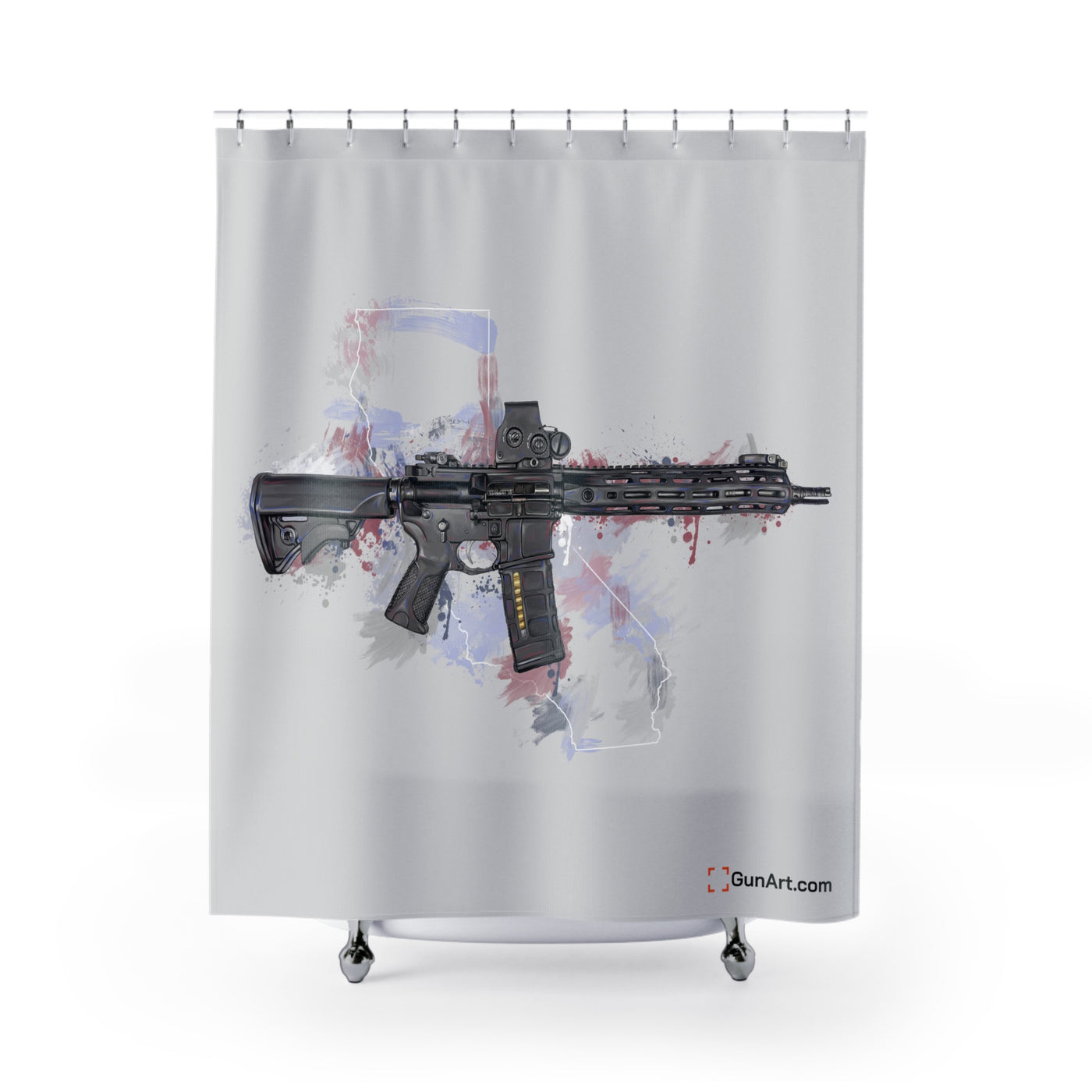 Defending Freedom - California - AR-15 State Shower Curtains - White State