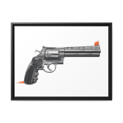 Stainless .44 Mag Revolver Painting - Just The Piece - Black Framed Wrapped Canvas - Value Collection