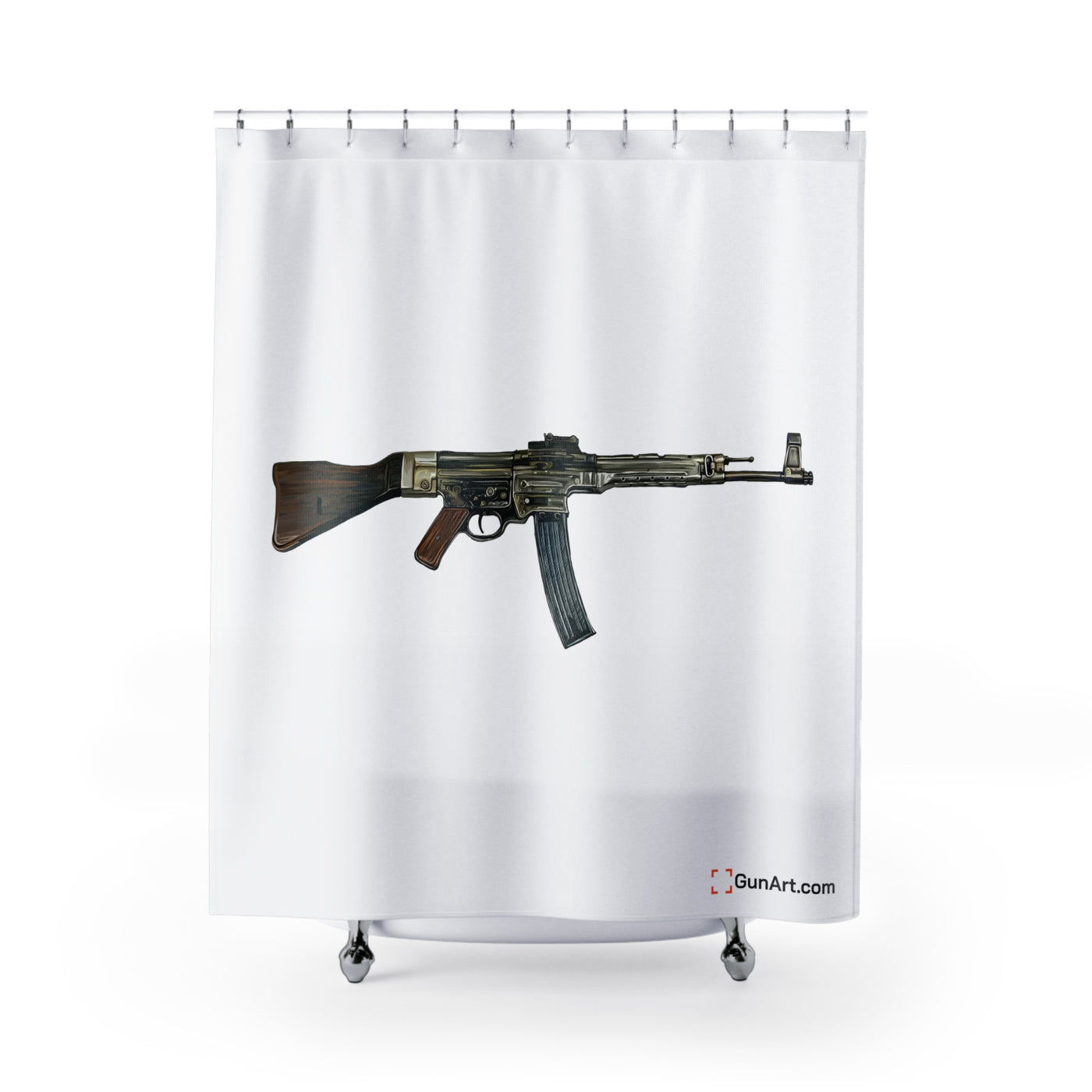WWII German Assault Rifle Shower Curtains - Just The Piece - White Background