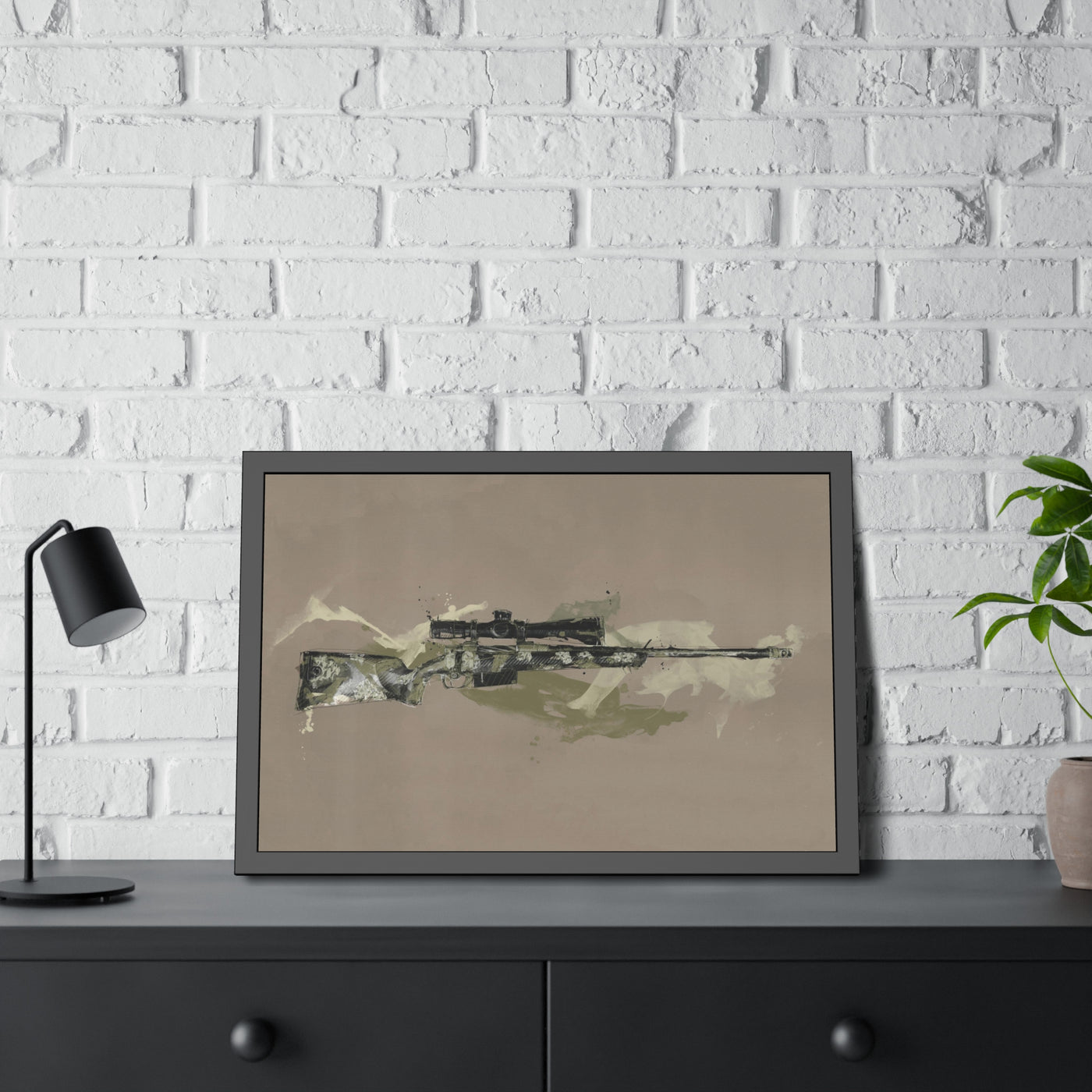 The Harvester - Long Range Hunting Rifle Painting (Minimal) - Black Frame - Value Collection
