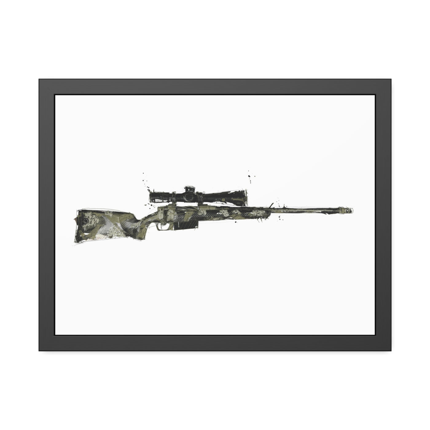 The Harvester - Long Range Hunting Rifle Painting - Just The Piece - Black Frame - Value Collection