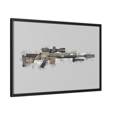 Socom Sniper Rifle Painting - Black Framed Wrapped Canvas - Value Collection