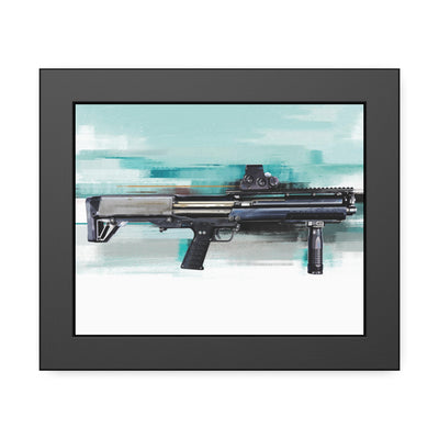 Tactical Bullpup Shotgun Painting - Green Background - Black Frame - Value Collection