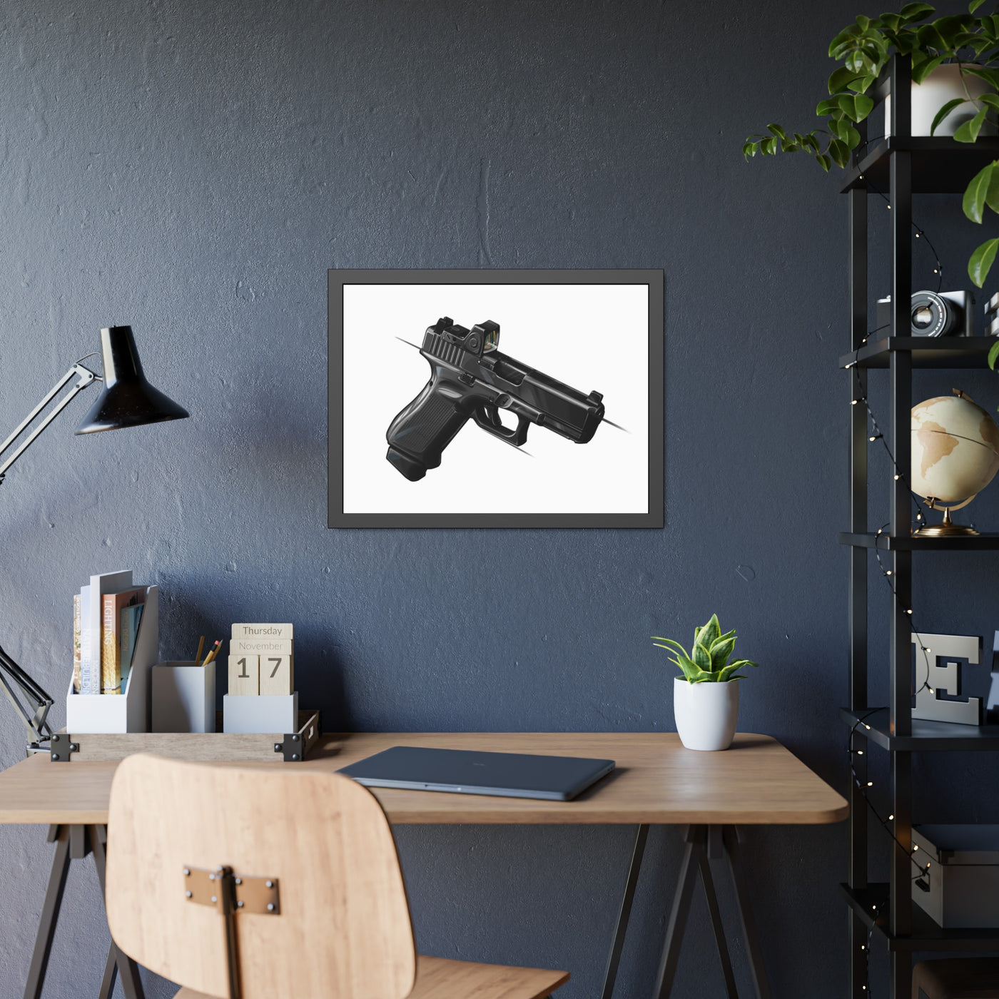 The Last Resort - OG Black Poly Pistol Painting - Just The Piece - Black Frame - Value Collection