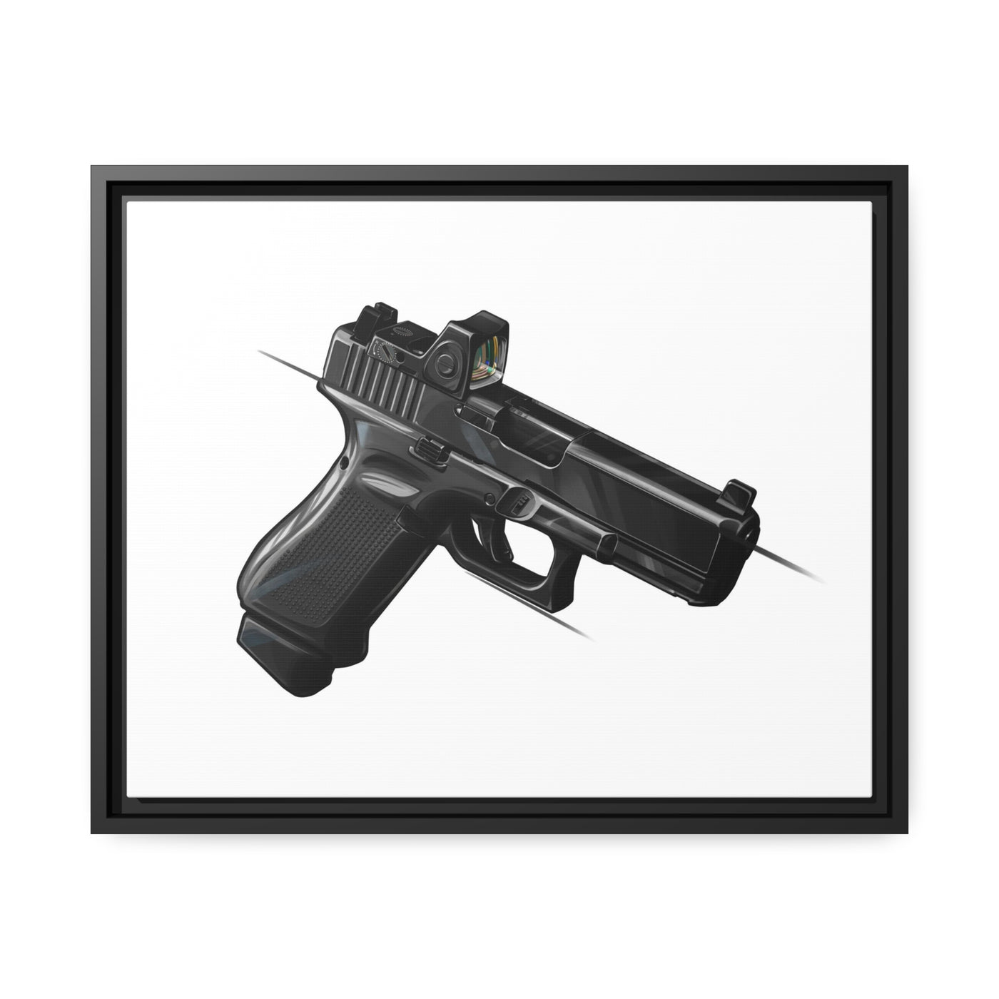 The Last Resort - OG Black Poly Pistol Painting - Just The Piece - Black Framed Wrapped Canvas - Value Collection