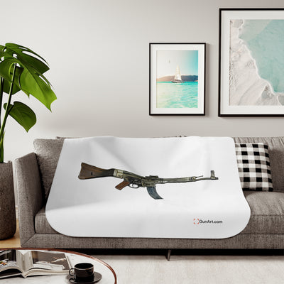 WWII German Assault Rifle Sherpa Blanket - Just The Piece - White Background
