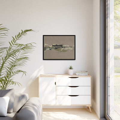 The Harvester - Long Range Hunting Rifle Painting (Minimal) - Black Framed Wrapped Canvas - Value Collection