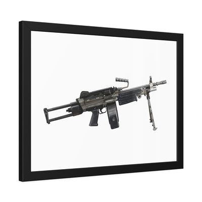 Belt-Fed 5.56x45mm Light Machine Gun Painting - Just The Piece - Black Frame - Value Collection