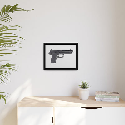 Tactical .45 ACP Poly Pistol Painting - Just The Piece - Black Framed Wrapped Canvas - Value Collection