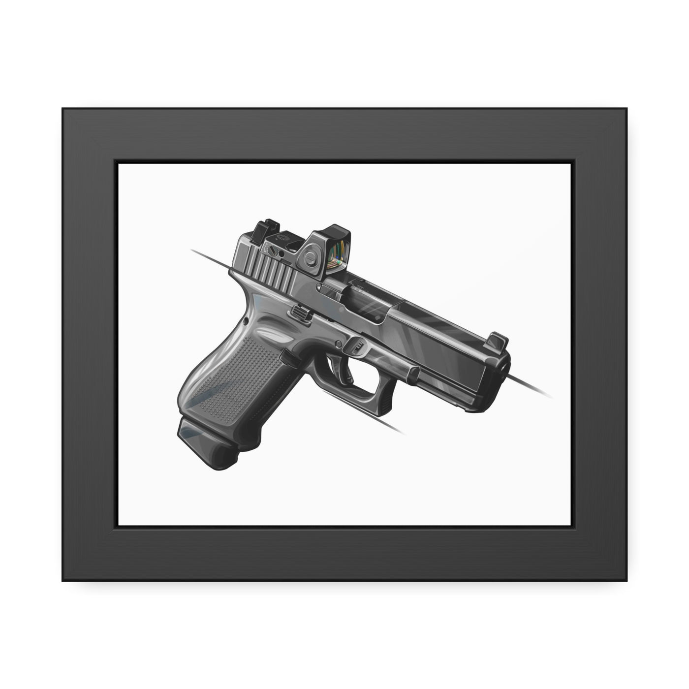 The Last Resort - OG Grey Poly Pistol Painting - Just The Piece - Black Frame - Value Collection