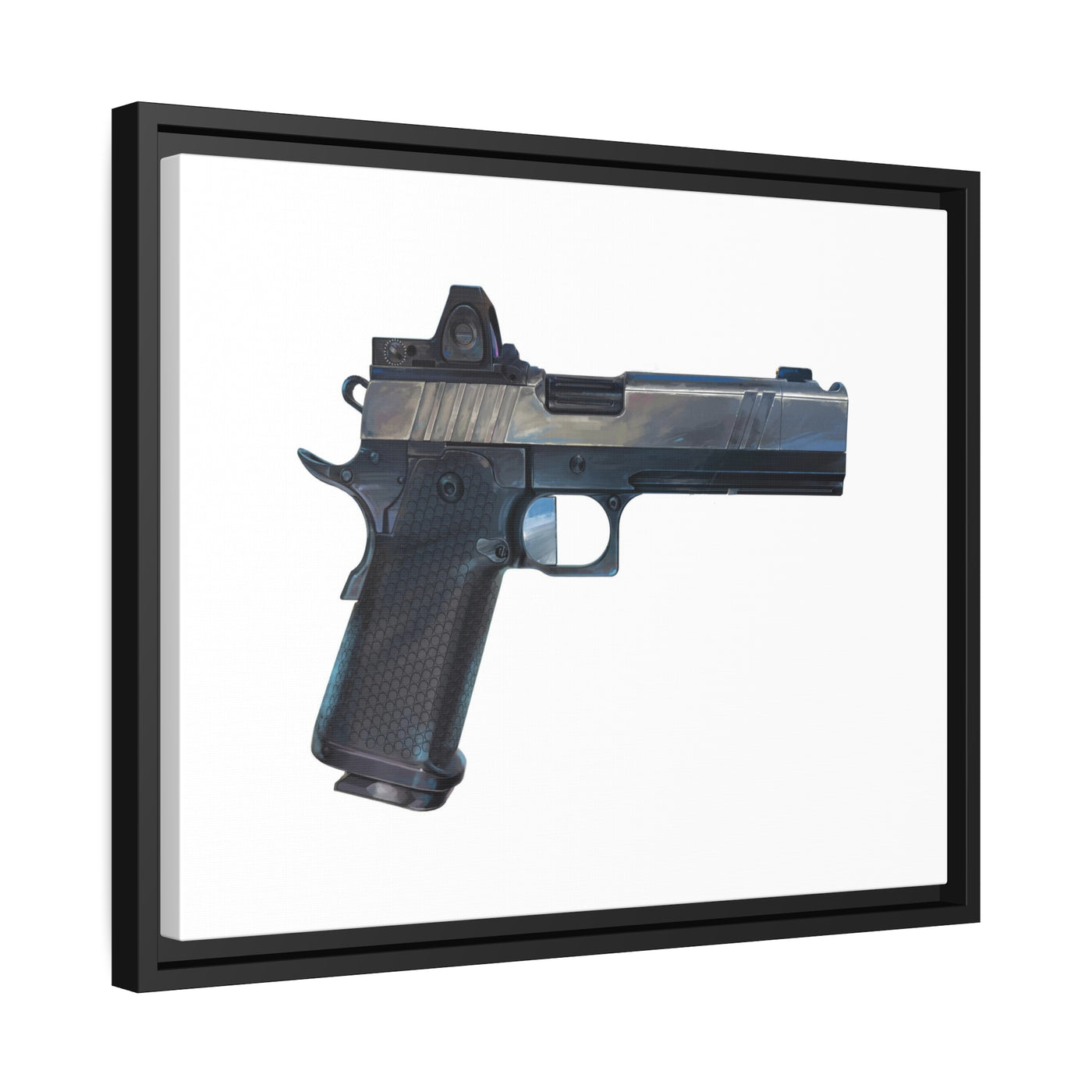 2011 Charlie - Pistol Painting - Just The Piece - Black Framed Wrapped Canvas - Value Collection