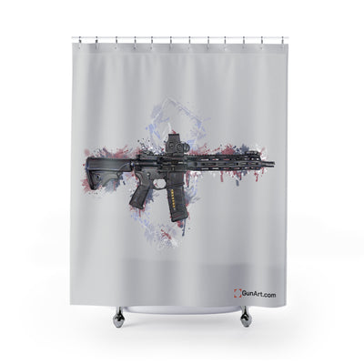 Defending Freedom - New Jersey - AR-15 State Shower Curtains - White