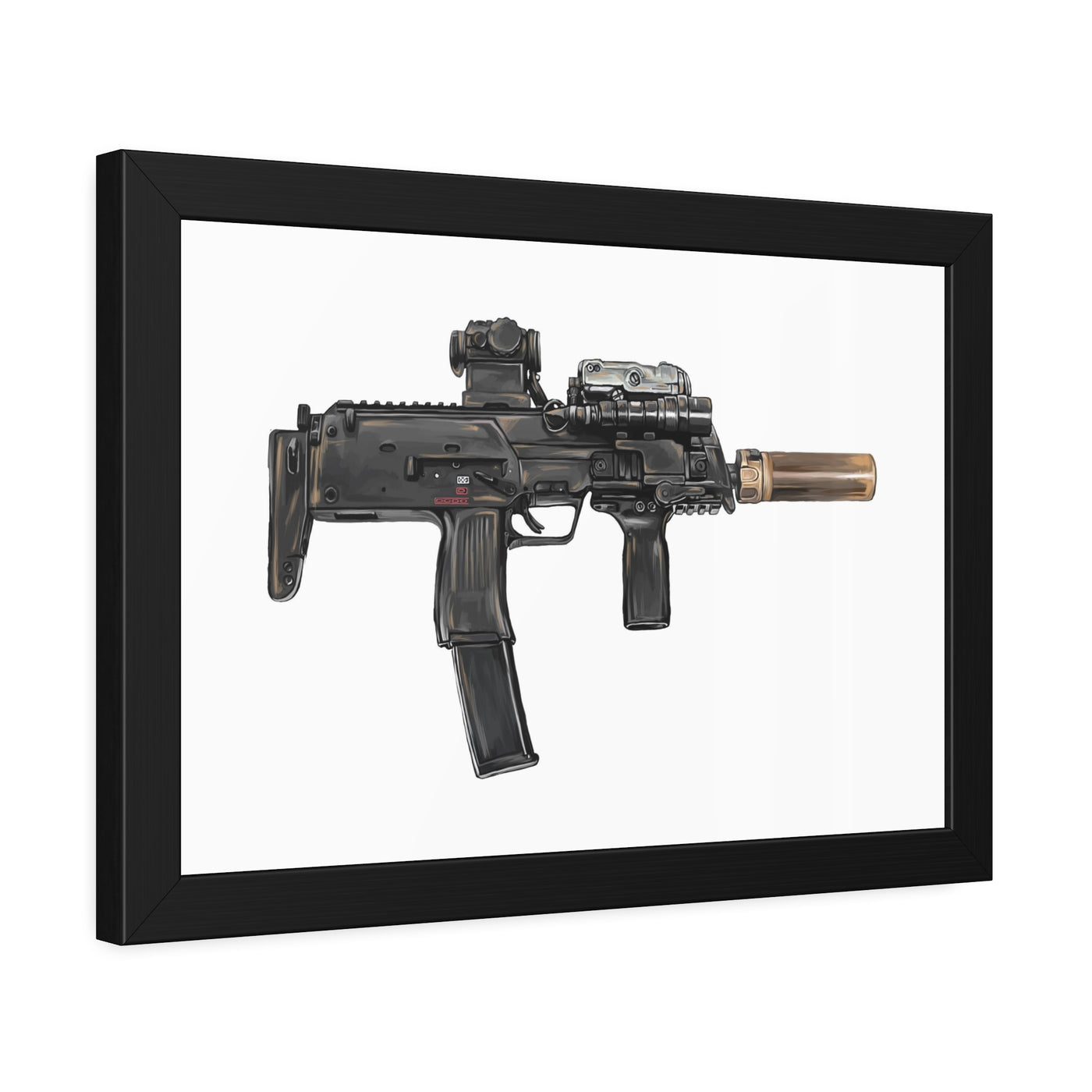 German 4.6x30mm Sub Machine Gun Painting - Just The Piece - Black Frame - Value Collection