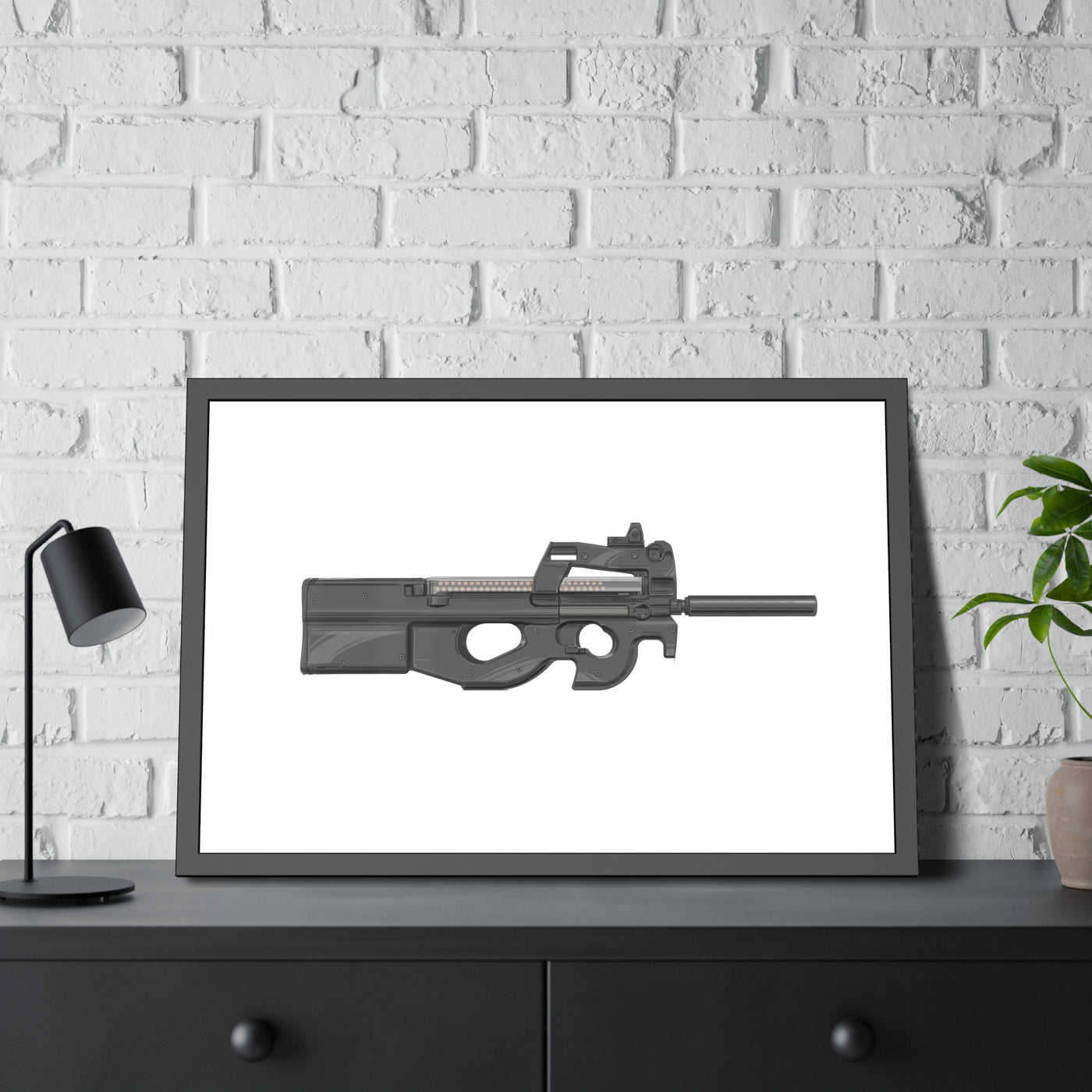 Secret Service Subgun - Bullpup 5.7x28mm Painting - Just The Piece - Black Frame - Value Collection